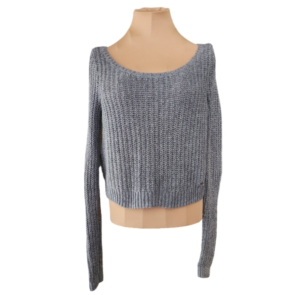 Abercrombie & Fitch Gray Crop Knit Crewneck Sweater Women's Small